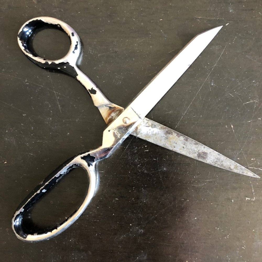 Vintage MARKS Knife Edge Scissors Chrome finish, Rt Hand 455-7" Peggy engraved